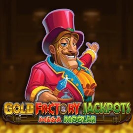 Gold Factory Jackpots Mega Moolah casino game by Aurum Signature Studios – featured logo at Casoola Casino